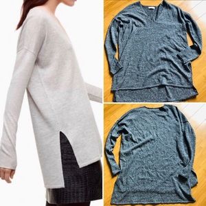 Aritzia Babaton V-Neck Tunic Grey Heather